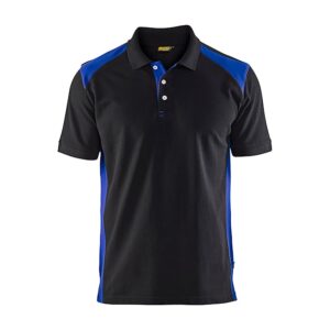 Poloshirt piqué Zwart/Korenblauw