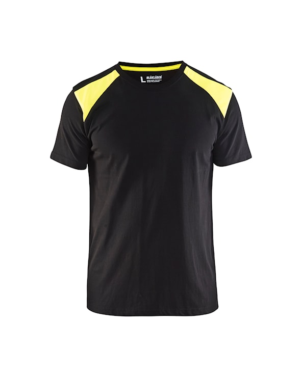 T-shirt bi-colour Zwart/High Vis Geel