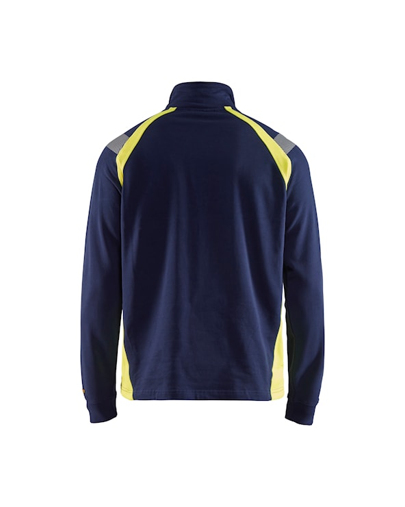 Sweatshirt halve rits Visible Marine/High Vis Geel