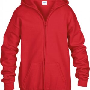 Heavy Blendclassic Fit Youth Full Zip Hooded Sweatshirt Red