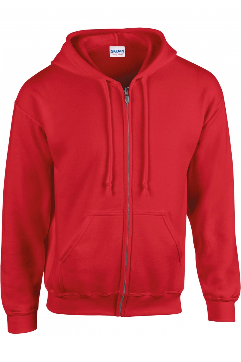 Heavy Blend Adult Full Zip Hooded Sweatshirt Red