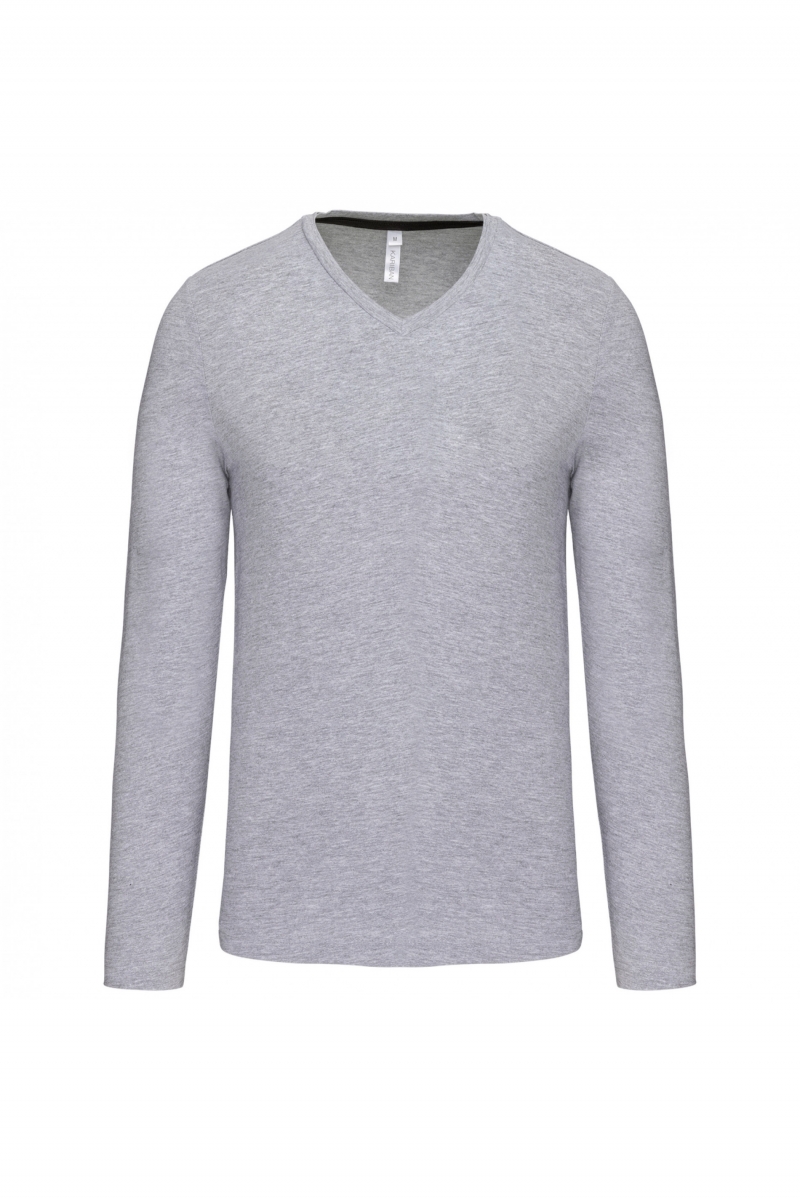 T-shirt V-hals lange mouwen Oxford Grey