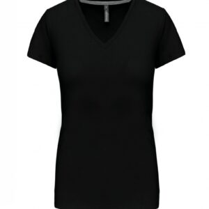 Dames T-shirt V-hals Korte Mouwen Black