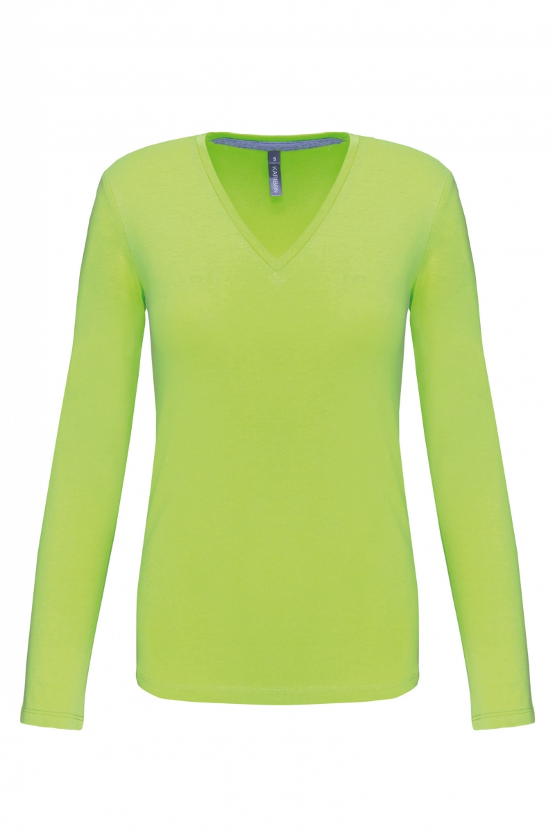 Daarbij lamp Surrey Dames t-shirt V-hals lange mouwen Lime | Shop | JOBiTEX