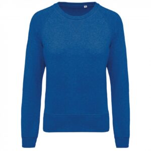 Damessweater BIO ronde hals raglanmouwen Ocean Blue Heather