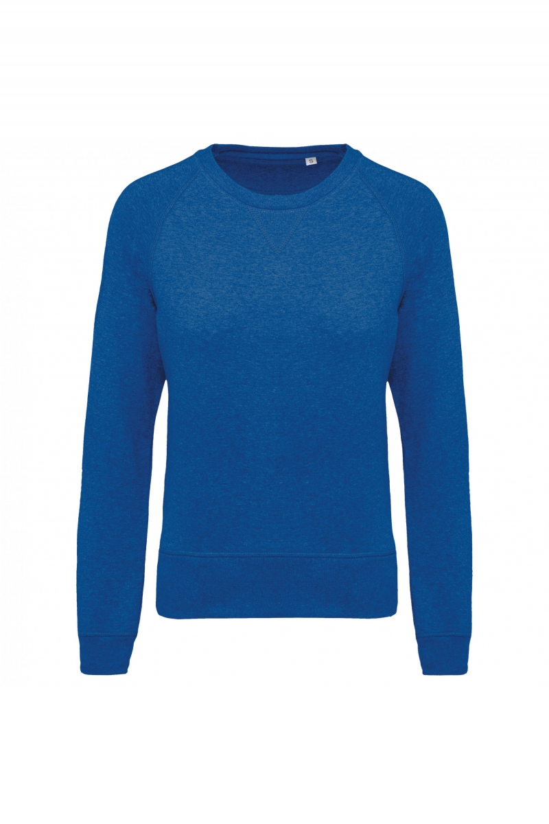 Damessweater BIO ronde hals raglanmouwen Ocean Blue Heather
