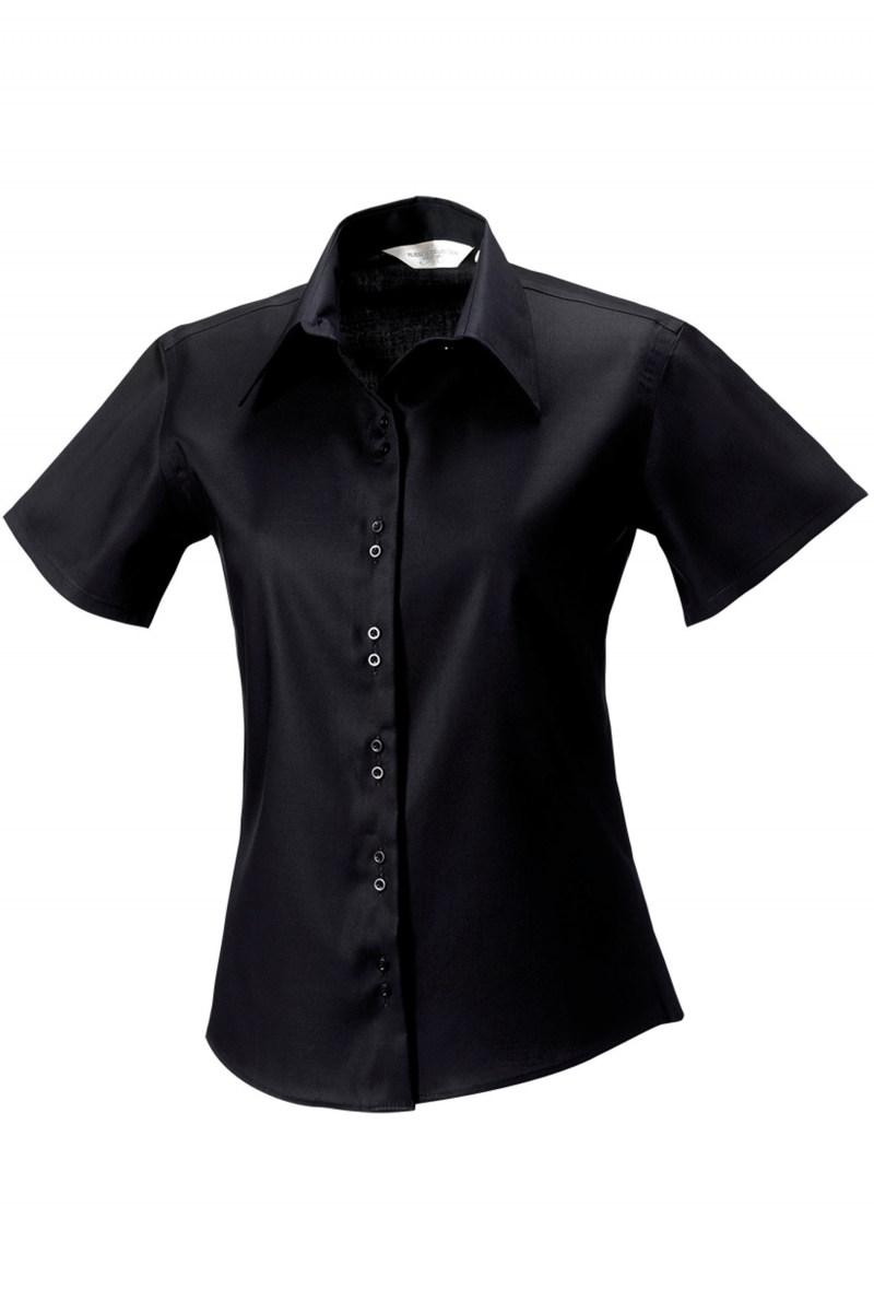 Ultiem strijkvrij overhemd met korte mouwen dames BLACK