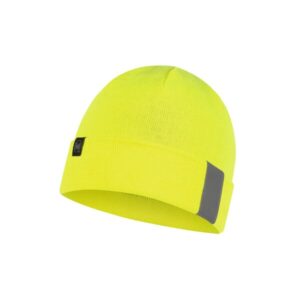 KNITTED & POLAR REFLECTIVE HAT SOLID YELLOW FLUOR