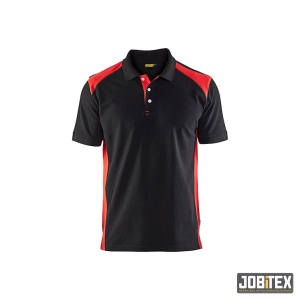 Poloshirt piqué Zwart/Rood