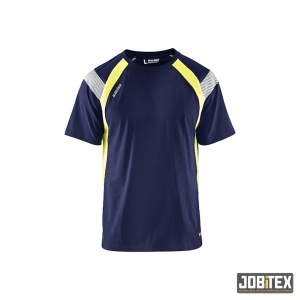 T-shirt Visible Marine/High Vis Geel