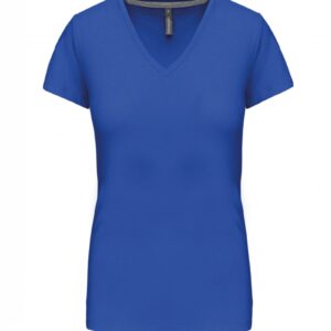 Dames T-shirt V-hals Korte Mouwen Light Royal Blue